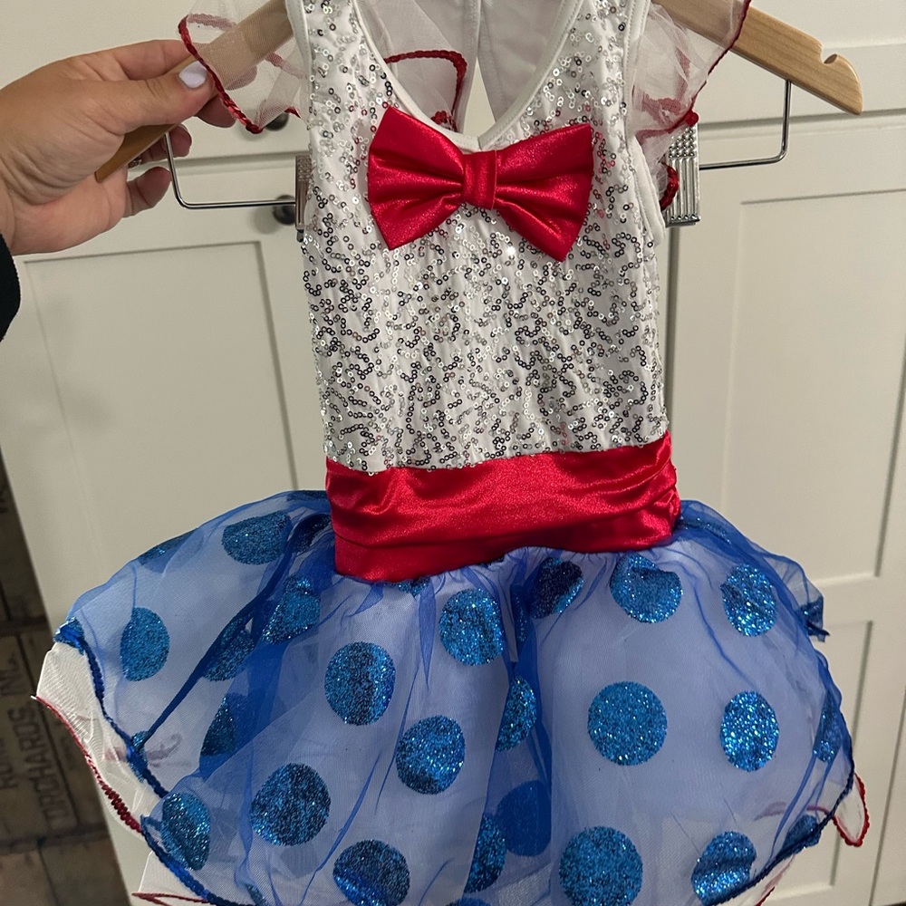 Sparkling Blue and Red Polka Dot Kids Costume